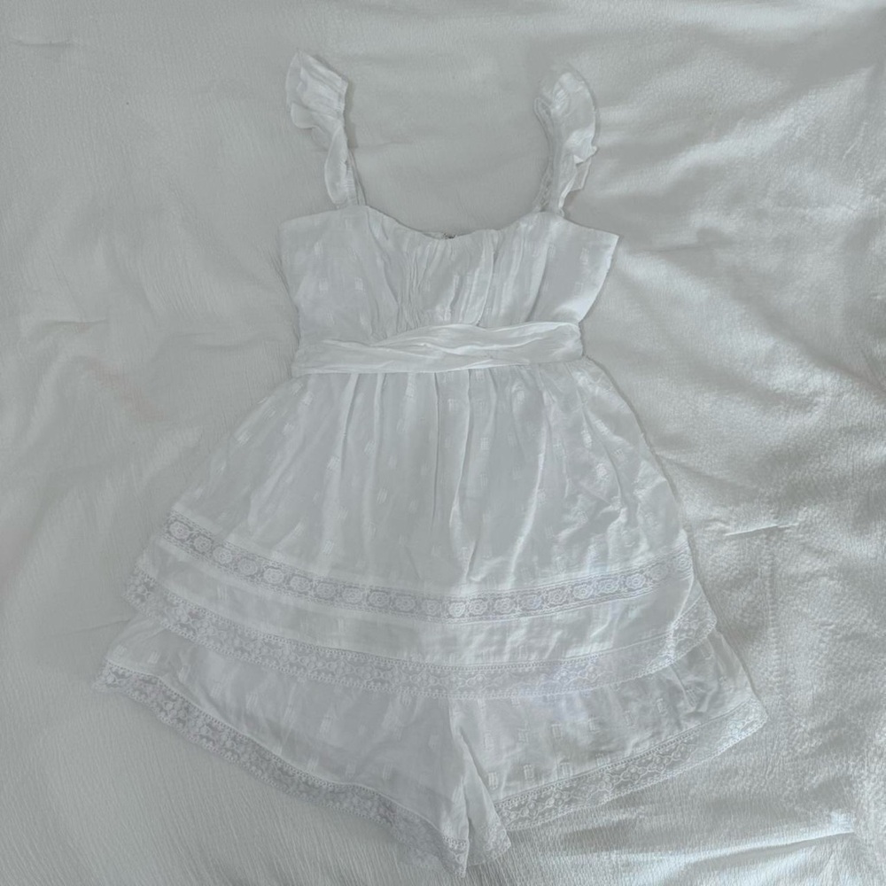 Altar'd State White Double Layer Lace Romper in Size XS